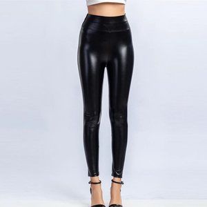 FAUX LEATHER BLACK SKINNY LEGGINGS REG + PLUS SIZE
